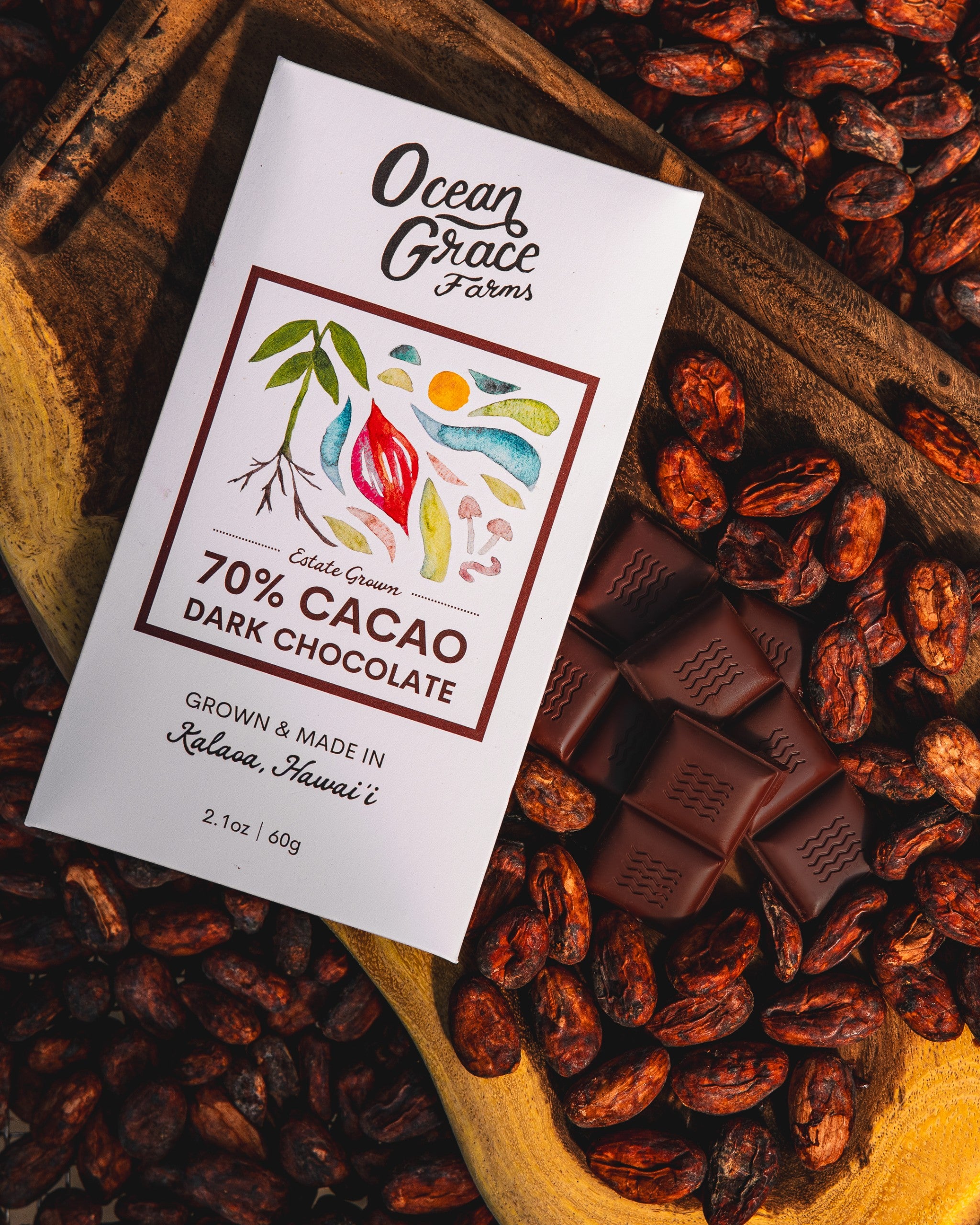 [新品未開封]GRACELL Wellness Cocoa 70% Dark Chocolate (2.1 oz - 60 g) | Ocean Grace Farms